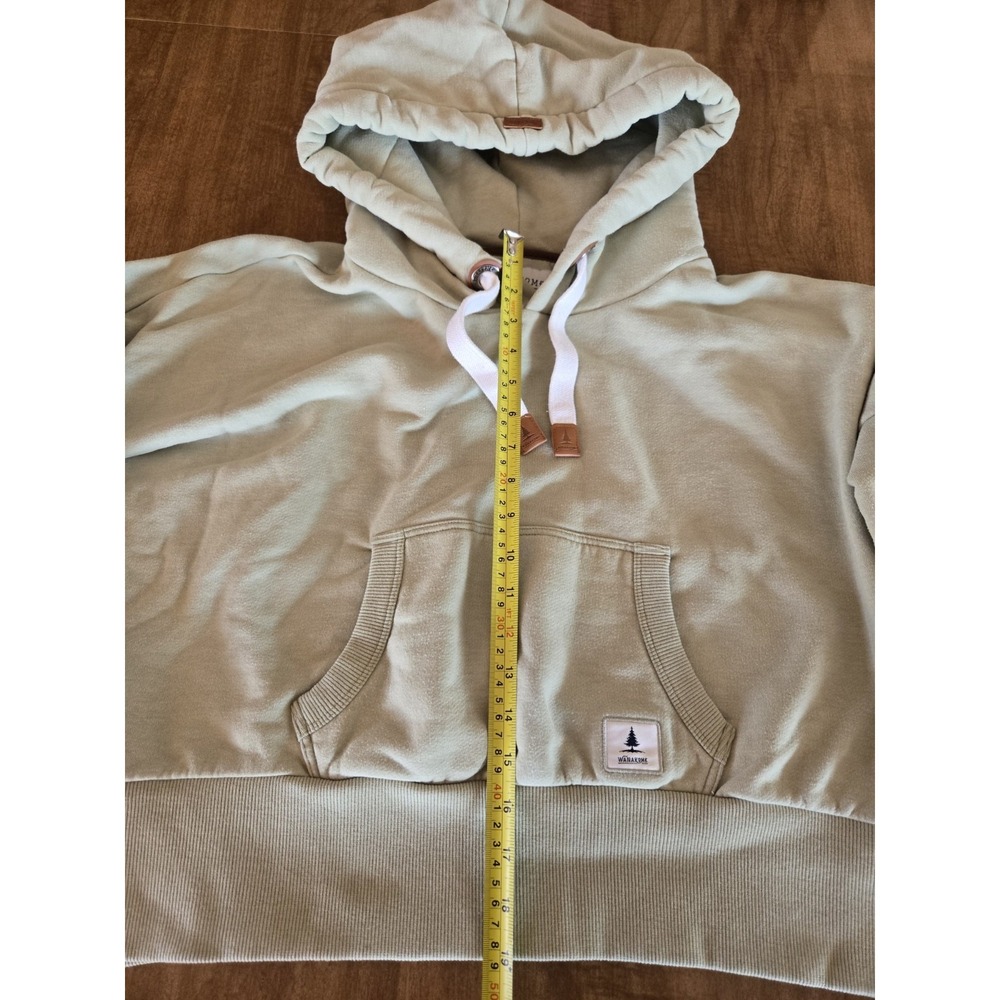Wanakome Cropped Hoodie Womens Size Large L Pale Green Thick Sweatshirt Great - Picture 4 of 11